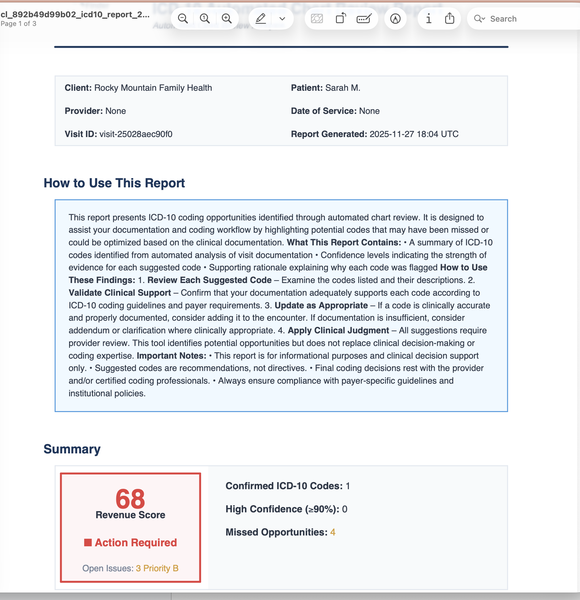 Score indicator showing priority levels
